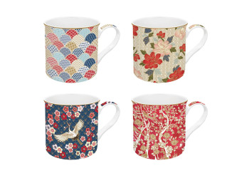 Coffret 4 Mugs 30Cl En Porcelaine Fine Okinawa