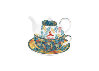 Coffret égoiste Théiére 35cl + bol 35cl en porcelaine ATMOSPHÈRE EQUATORIAL