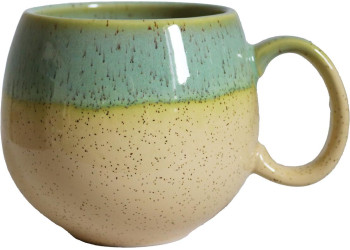 MUG PORCELAINE BOULE 50CL JAUNE/VERT D'EAU