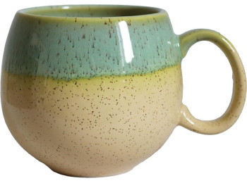 MUG PORCELAINE BOULE 50CL JAUNE/VERT D'EAU