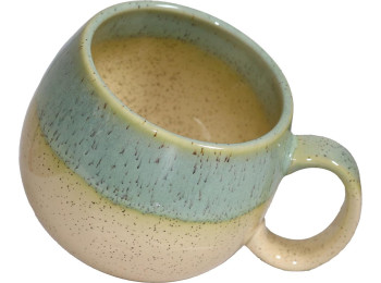 MUG PORCELAINE BOULE 50CL JAUNE/VERT D'EAU