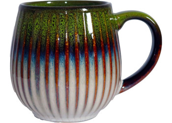MUG BOULE 50CL NERVURÉ VERT/BLEU/BLANC