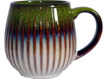 MUG BOULE 50CL NERVURÉ VERT/BLEU/BLANC