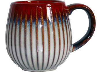 MUG BOULE 50CL NERVURÉ ROUGE/BLEU/BLC 0.5L