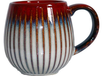 MUG BOULE 50CL NERVURÉ ROUGE/BLEU/BLC 0.5L