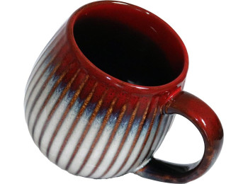 MUG BOULE 50CL NERVURÉ ROUGE/BLEU/BLC 0.5L