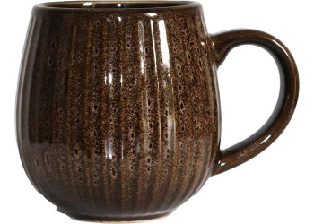 MUG BOULE 50CL NERVURÉ MARRON