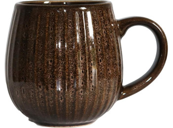 MUG BOULE 50CL NERVURÉ MARRON