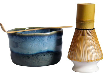 SET MATCHA GLASSE BLEU GRIS 