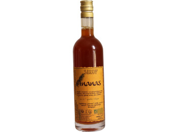 Bouteille de sirop artisanal a l'ananas 25cl, marque BIAU'CEAN